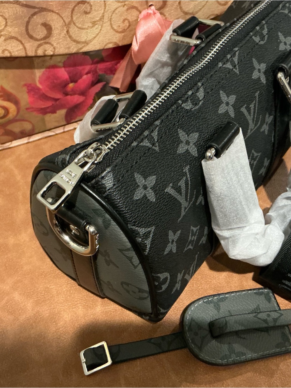Black Monogram Barrel Bag - Black